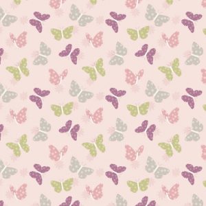 Lewis & Irene Fabrics Bunny Garden Pink Butterflies
