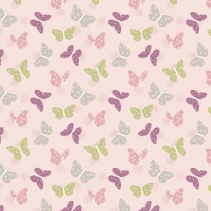 Lewis & Irene Fabrics Bunny Garden Pink Butterflies