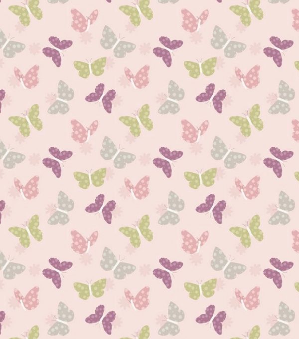 Lewis & Irene Fabrics Bunny Garden Pink Butterflies