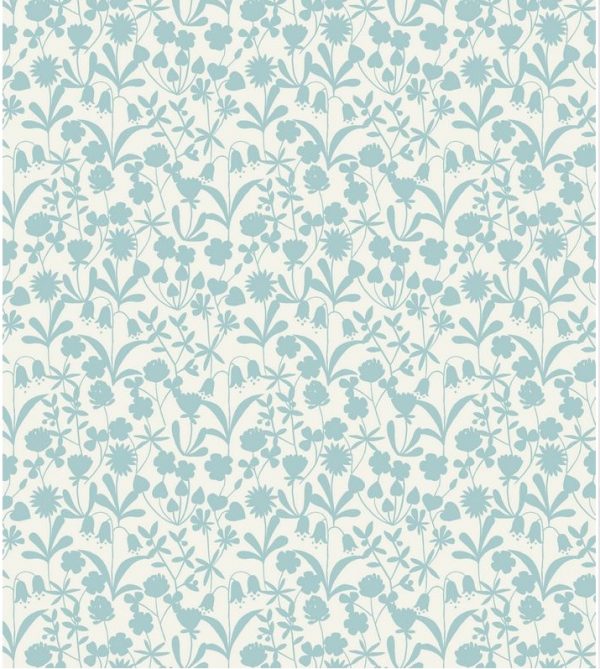 Lewis & Irene Fabrics Bluebell Wood Duckegg Floral Silhouette