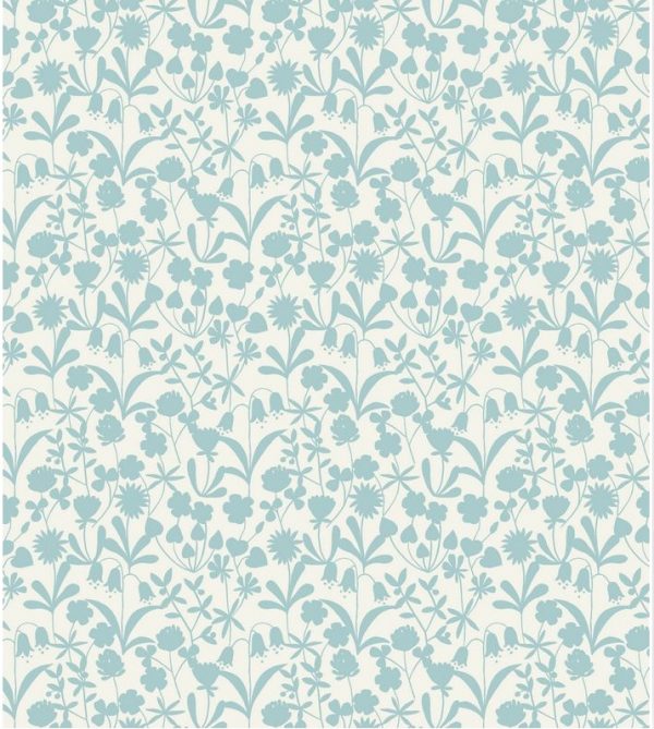 Lewis & Irene Fabrics Bluebell Wood Duckegg Floral Silhouette