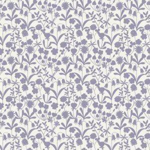Lewis & Irene Fabrics Bluebell Wood Lavender Floral Silhouette