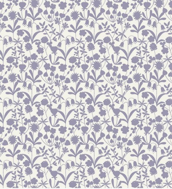Lewis & Irene Fabrics Bluebell Wood Lavender Floral Silhouette
