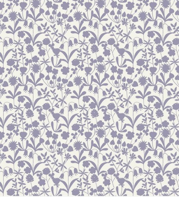 Lewis & Irene Fabrics Bluebell Wood Lavender Floral Silhouette