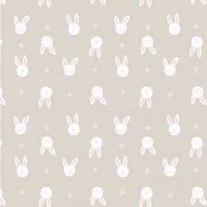 Lewis & Irene Fabrics Bunny Garden Bunny on Light Grey