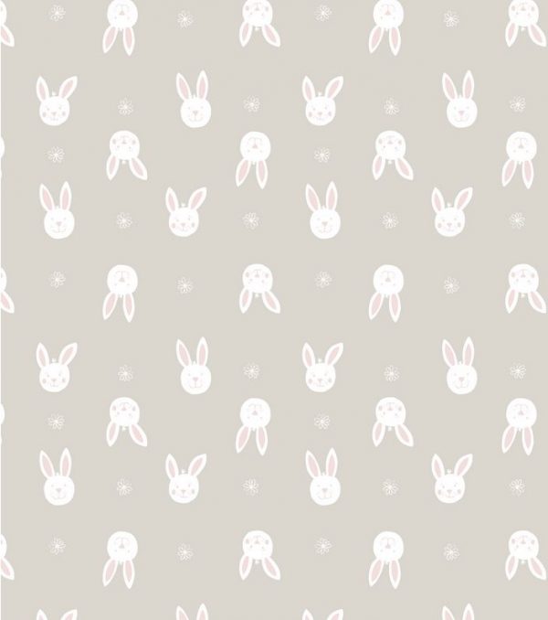 Lewis & Irene Fabrics Bunny Garden Bunny on Light Grey