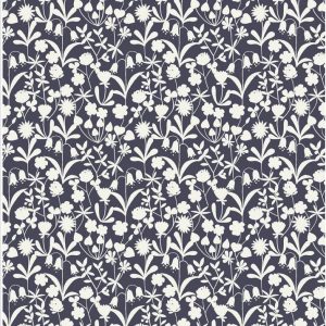 Lewis & Irene Fabrics Bluebell Wood Night Time Floral Silhouette