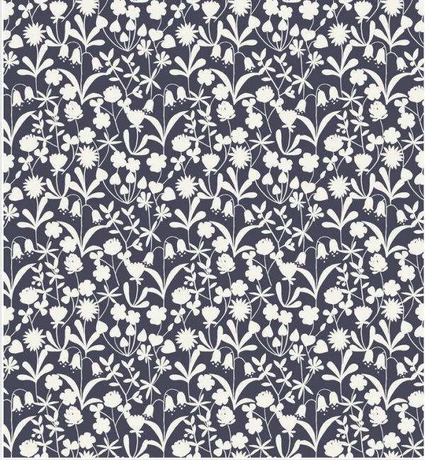 Lewis & Irene Fabrics Bluebell Wood Night Time Floral Silhouette