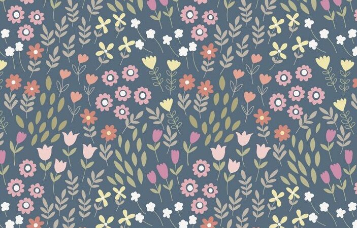 Lewis & Irene Bunny Garden Flowers on Denim