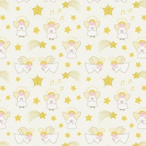 Lewis & Irene Fabric A Little Christmas Star Angels on Cream