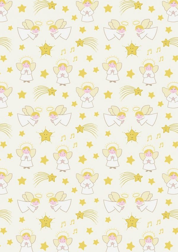 Lewis & Irene Fabric A Little Christmas Star Angels on Cream