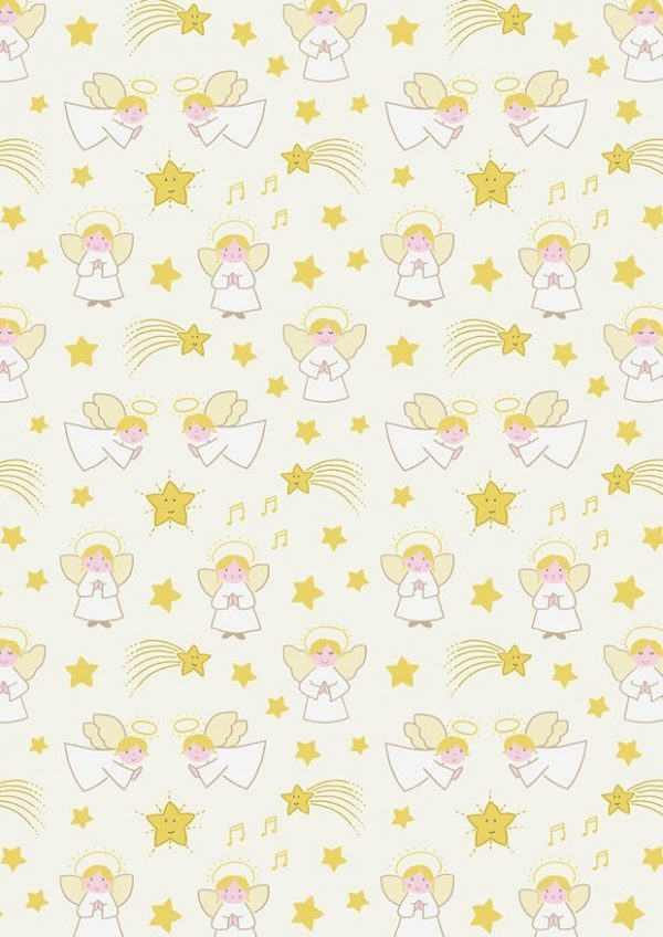 Lewis & Irene Fabric A Little Christmas Star Angels on Cream