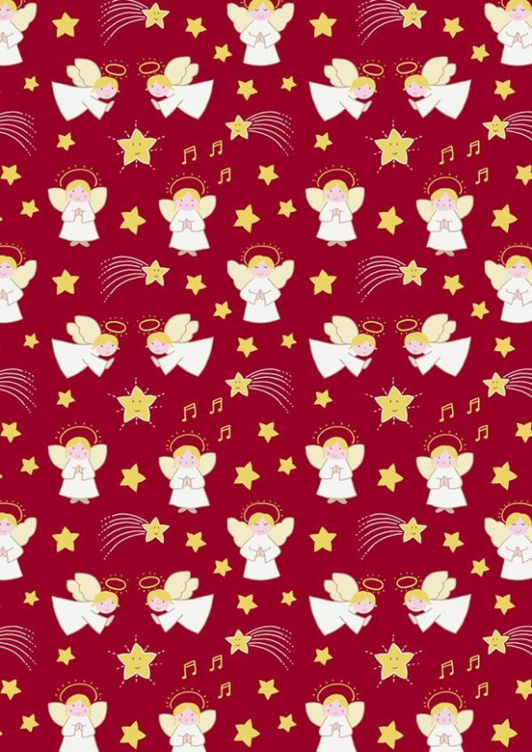 Lewis & Irene Fabric A Little Christmas Star Angels on Red