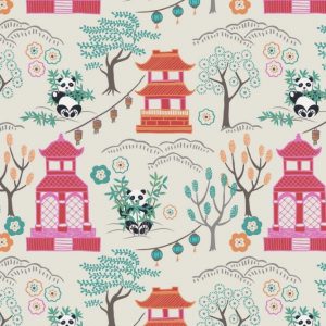 Lewis & Irene Fabrics Minshan Panda Temple Natural