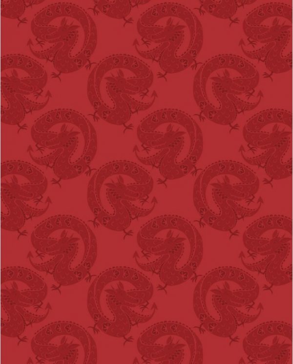 Lewis & Irene Fabrics Minshan Lucky Red Dragon