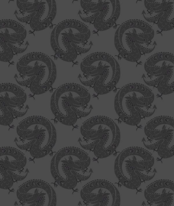 Lewis & Irene Fabrics Minshan Slate Lucky Dragon