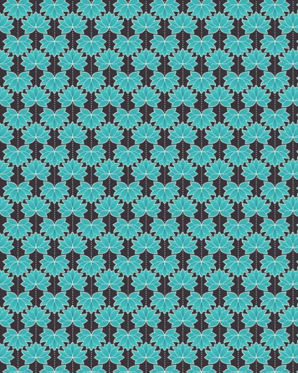 Lewis & Irene Fabrics Minshan Turquoise Lotus Flower