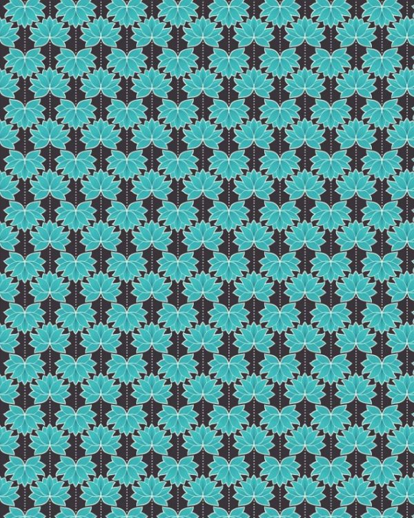 Lewis & Irene Fabrics Minshan Turquoise Lotus Flower