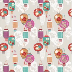 Lewis & Irene Fabrics Minshan Lanterns on Natural