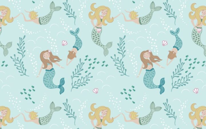 Lewis & Irene Tales of the Sea Mermaids on Light Blue