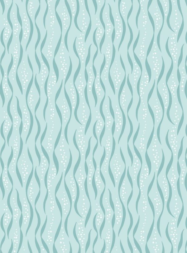 Lewis & Irene Fabrics Tales of the Sea Seaweed on Light Blue