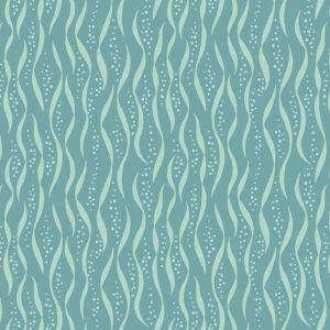 Lewis & Irene Fabrics Tales of the Sea Seaweed on Mid Blue