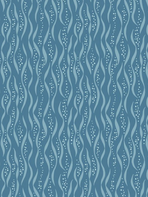Lewis & Irene Fabrics Tales of the Sea Seaweed on Dark Blue