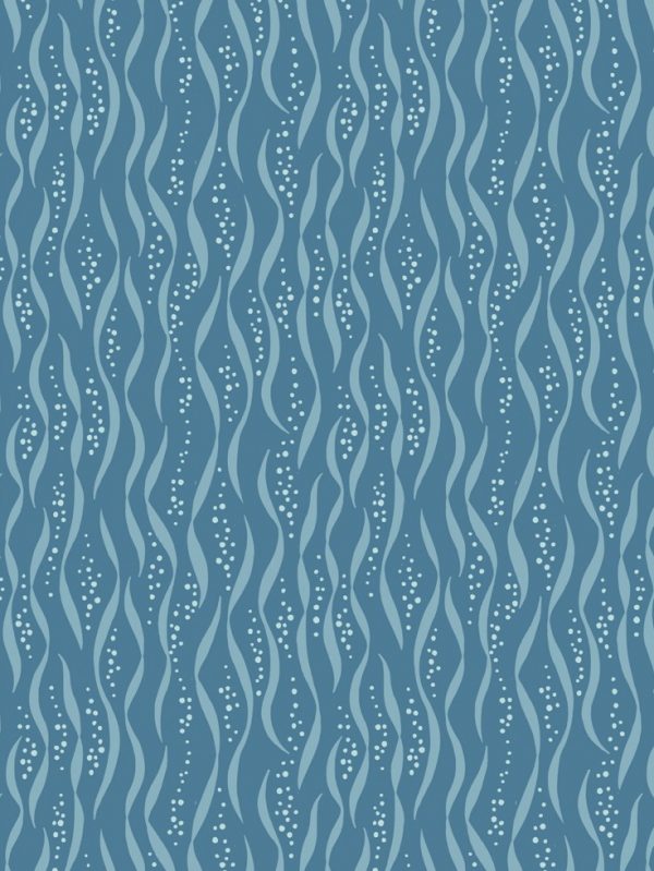 Lewis & Irene Fabrics Tales of the Sea Seaweed on Dark Blue