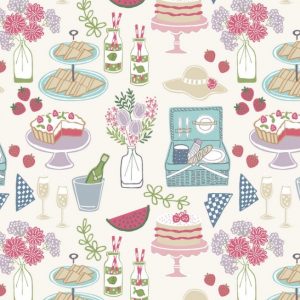 Lewis & Irene Fabrics Picnic in the Park White