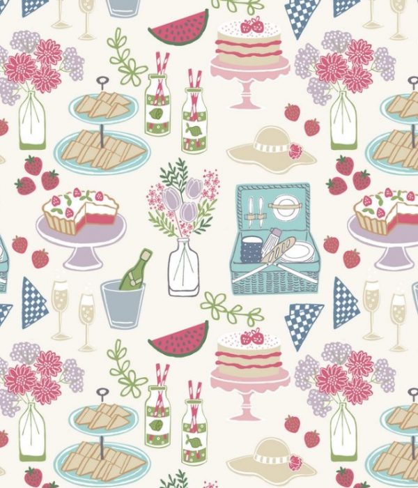 Lewis & Irene Fabrics Picnic in the Park White