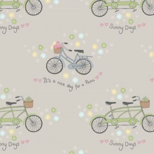 Lewis & Irene Fabrics Picnic in the Park Grey Bicycles