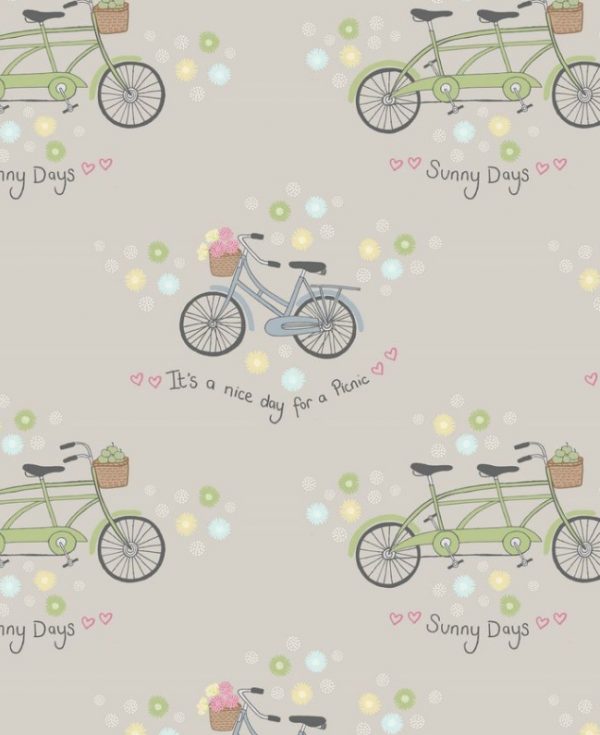 Lewis & Irene Fabrics Picnic in the Park Grey Bicycles