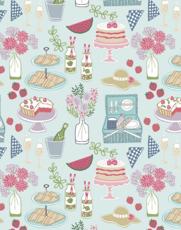 Lewis & Irene Fabrics Picnic in the Park Light Blue