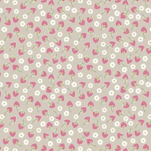 Lewis & Irene Fabrics Picnic in the Park Strawberries on Grey