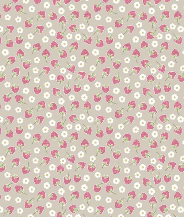 Lewis & Irene Fabrics Picnic in the Park Strawberries on Grey