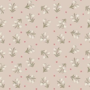 Lewis & Irene Fabrics Enchanted Forest Snowdrops on Light Biscuit