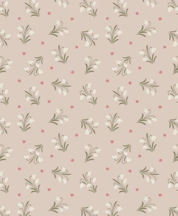 Lewis & Irene Fabrics Enchanted Forest Snowdrops on Light Biscuit