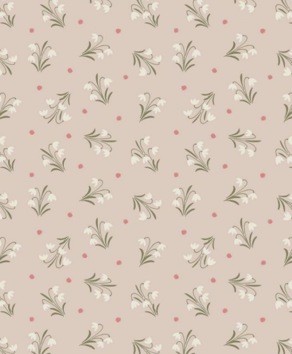 Lewis & Irene Fabrics Enchanted Forest Snowdrops on Light Biscuit