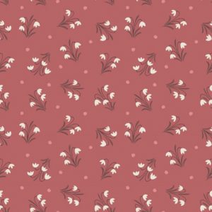 Lewis & Irene Fabrics Enchanted Forest Snowdrops on Dusky Red