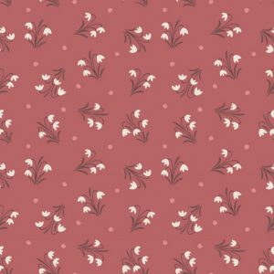 Lewis & Irene Fabrics Enchanted Forest Snowdrops on Dusky Red