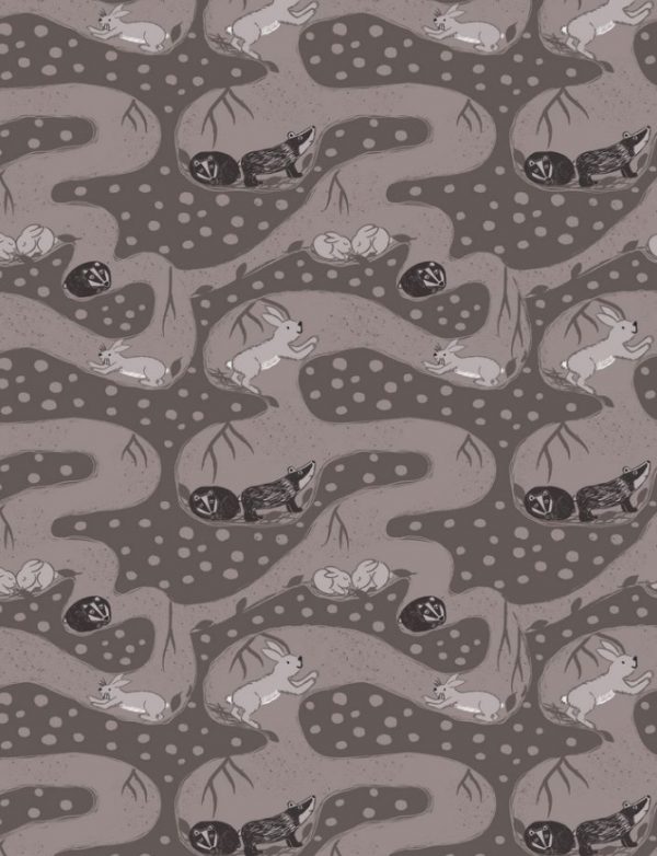 Lewis & Irene Fabrics Enchanted Forest Bunny Tunnels on Earth
