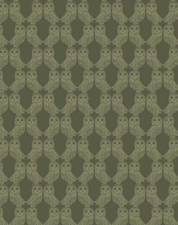 Lewis & Irene Fabrics Enchanted Forest Owls Forest Green