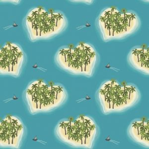 Lewis & Irene Fabrics Island Girl Pacific Blue Heart Islands