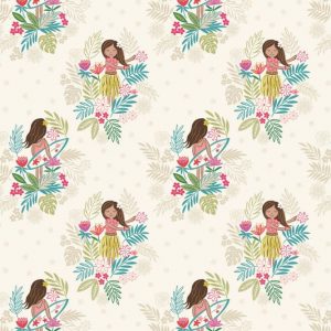 Lewis & Irene Fabrics Island Girl on White Sand