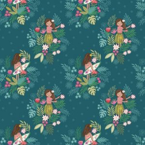 Lewis & Irene Fabrics Island Girl on Dark Teal