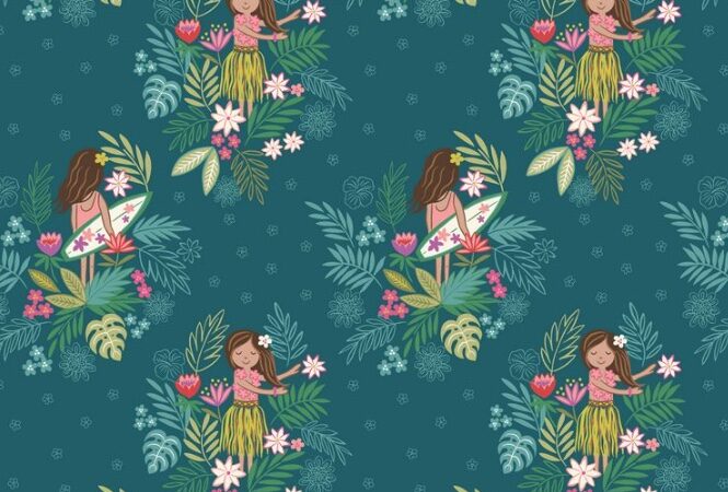 Lewis & Irene Island Girl on Dark Teal