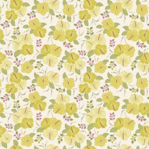 Lewis & Irene Fabrics Island Girl Yellow Hibiscus