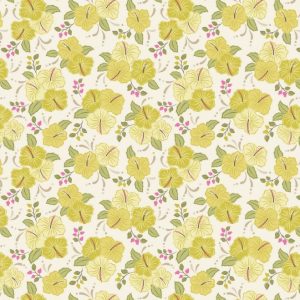 Lewis & Irene Fabrics Island Girl Yellow Hibiscus