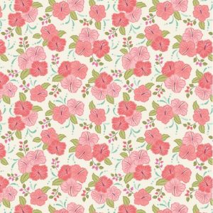 Lewis & Irene Fabrics Island Girl Peach Hibiscus