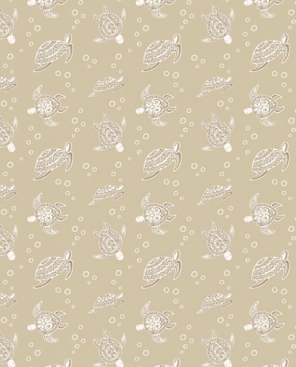 Lewis & Irene Fabrics Island Girl Turtle on Sand